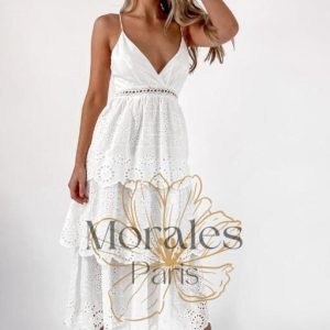 Robe Midi En Dentelle Blanche