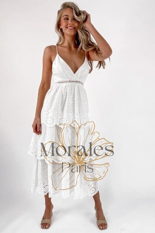 Robe Midi En Dentelle Blanche – Image 2