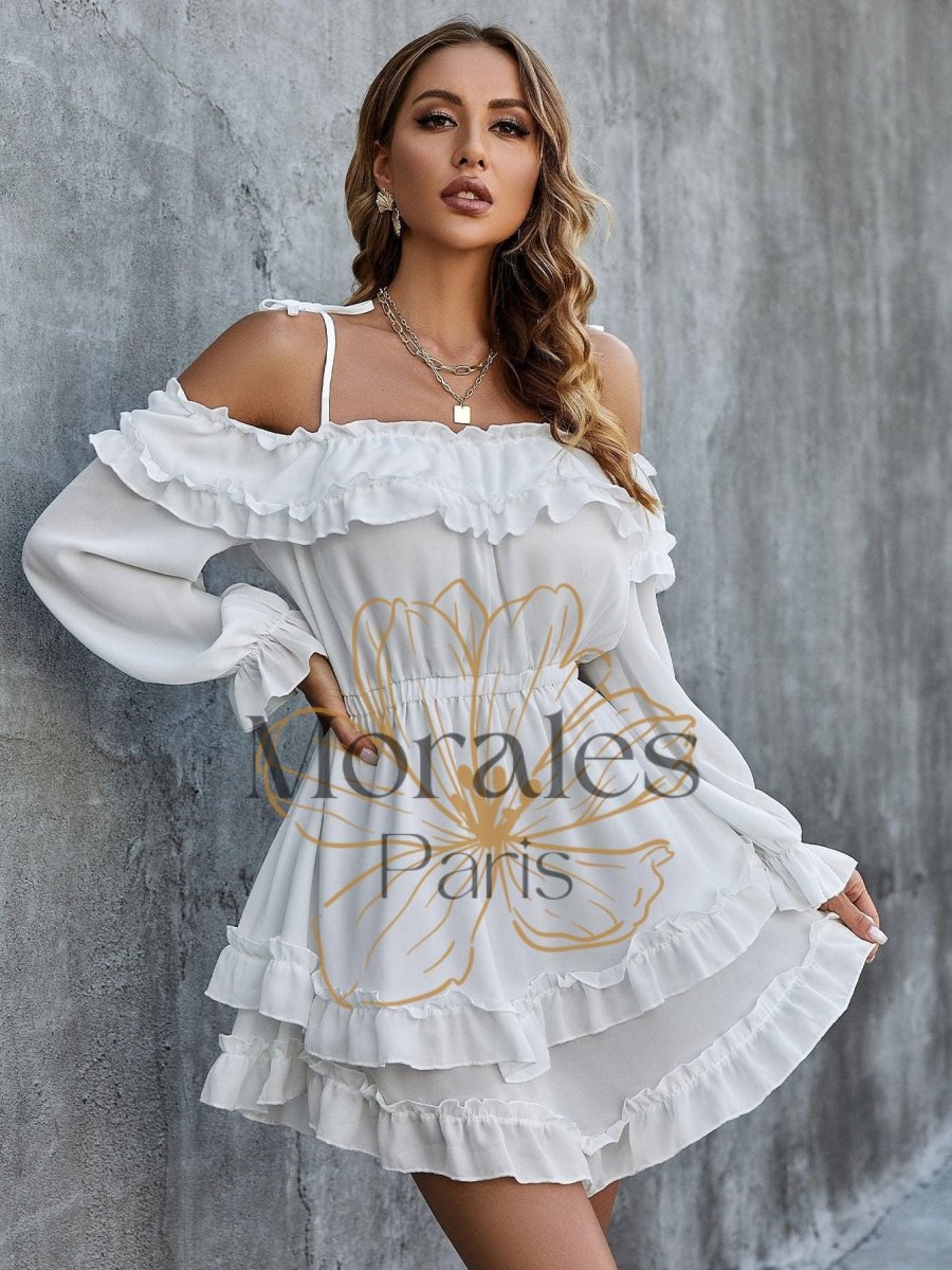 Mini Robe Bohème Blanche Vintage - Image 6