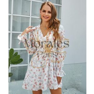 Robe Hippie À Fleurs Blanches