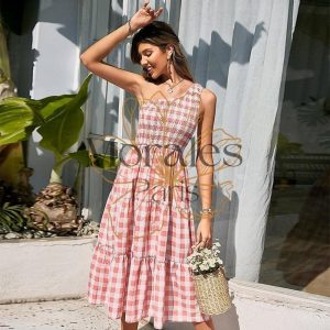 Robe D’Été Asymétrique Rose