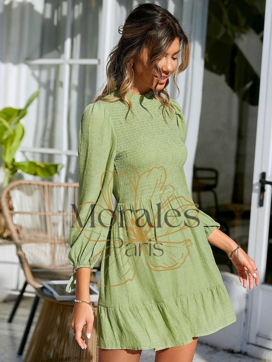 Robe Bohème Décontractée Vert Sauge - Image 8