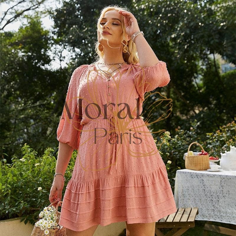 Robe Courte De Printemps En Rose
