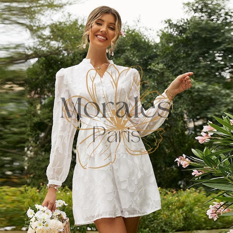 Robe De Cocktail Bohème Blanche – Image 3