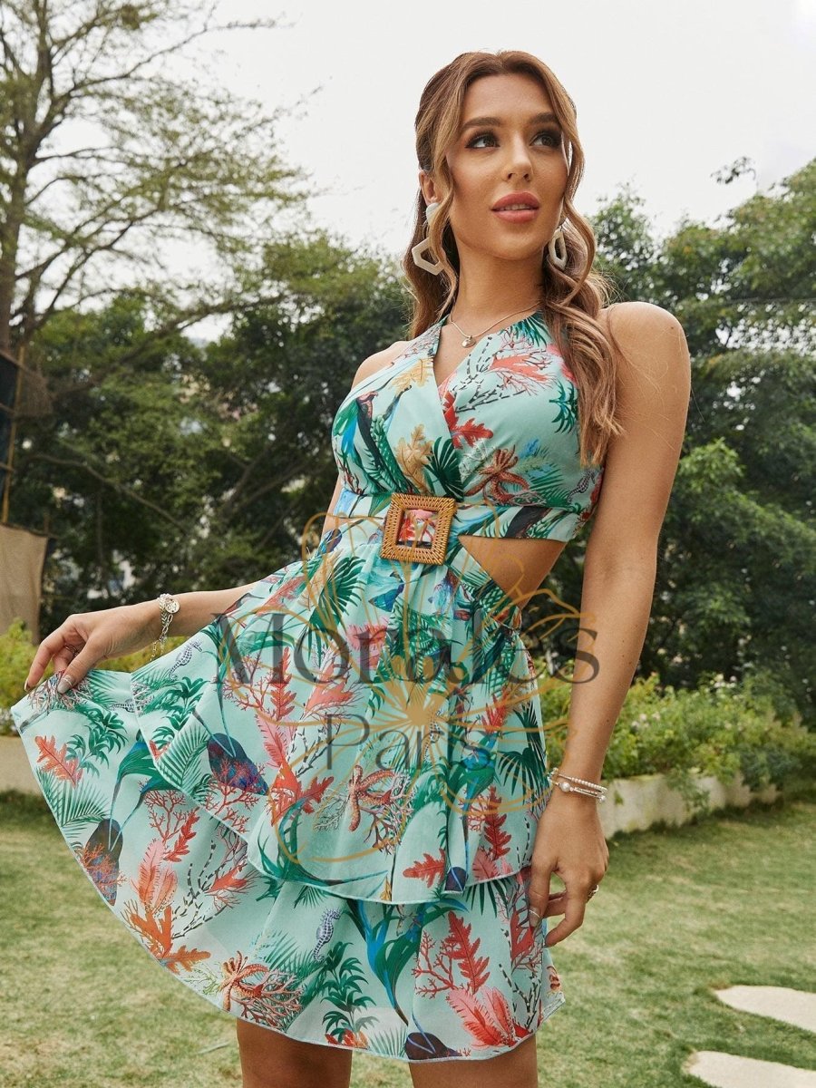 Robe Courte À Fleurs Vertes – Image 7