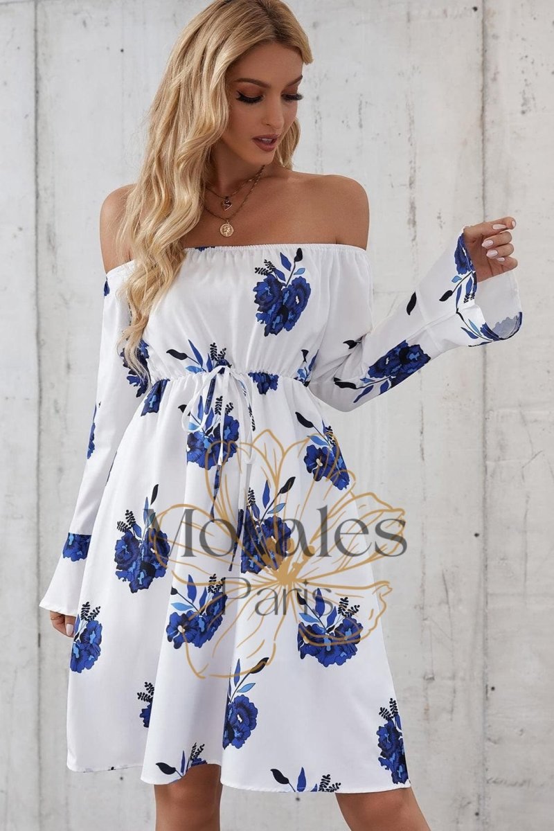 Robe D’Automne Blanche Et Bleue - Image 4
