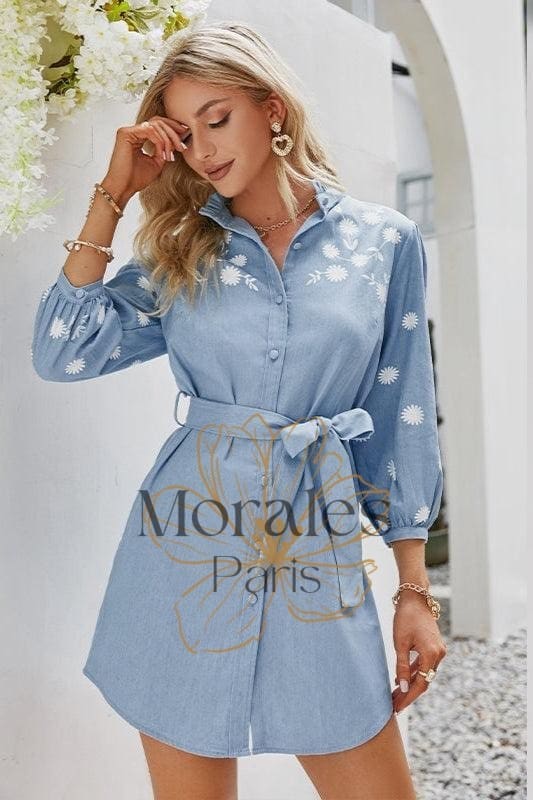 Robe De Bureau Bohème Bleue – Image 4