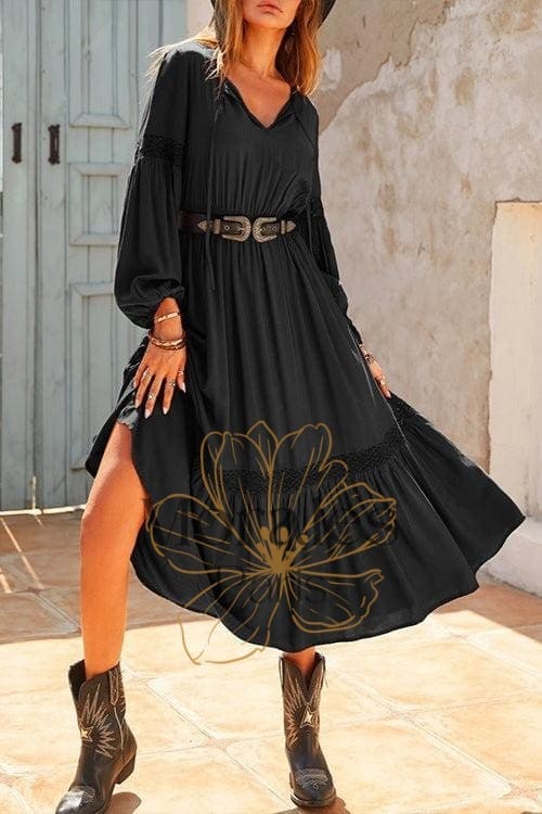 Robe Noire À Volants Style Bohème - Image 4