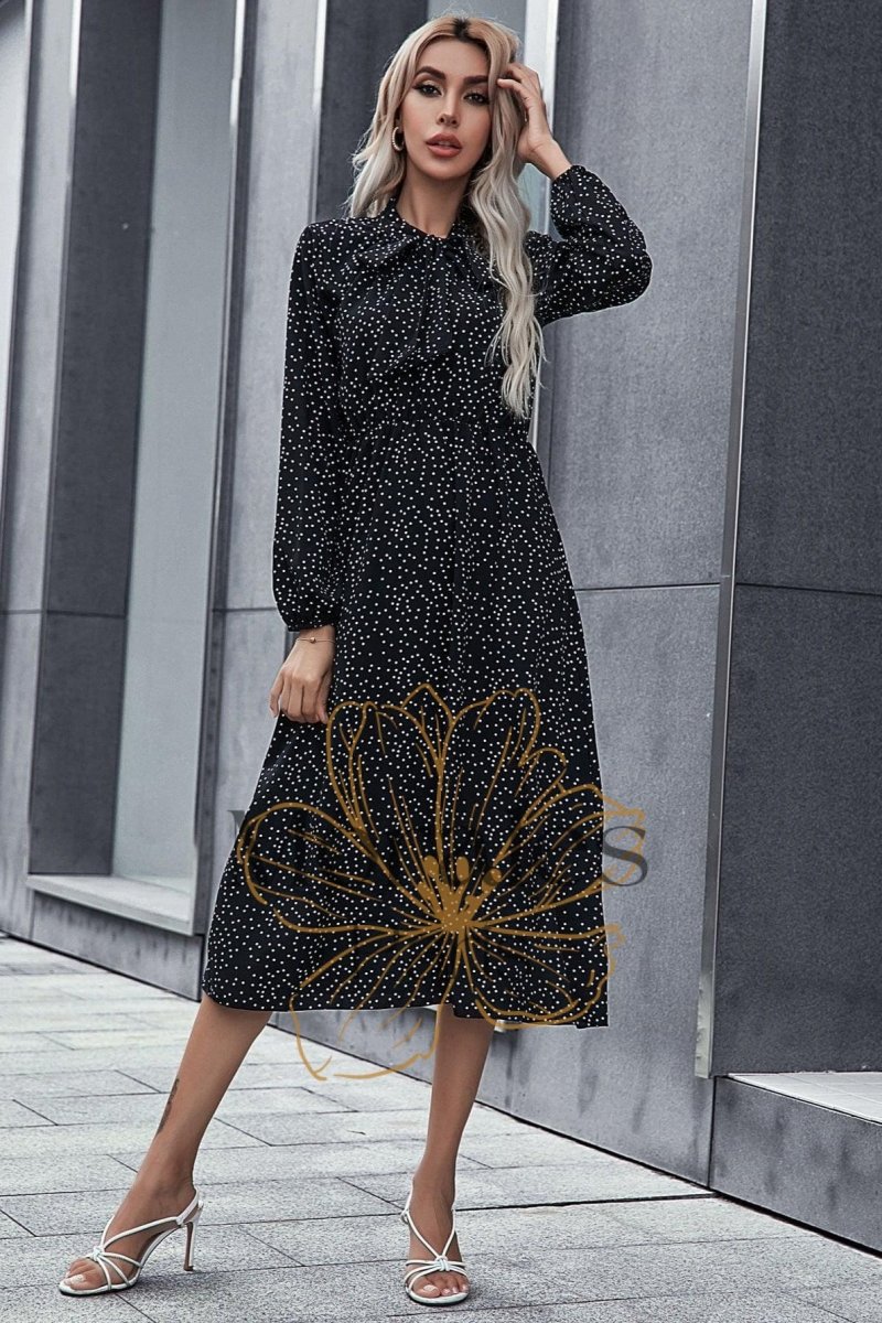 Robe Bohème À Pois Noirs Et Blancs - Image 4