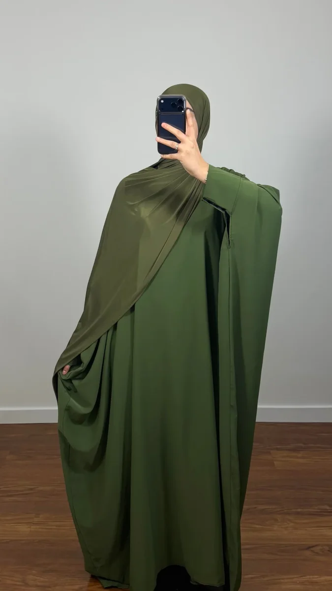 ABAYA FARASHA VERT KAKI - Image 4