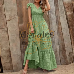 Robe Longue Champêtre Vert Opaline