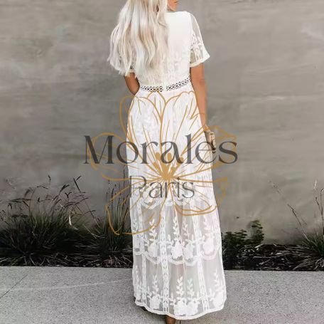 Robe Longue Blanche Bohème Chic - Image 6