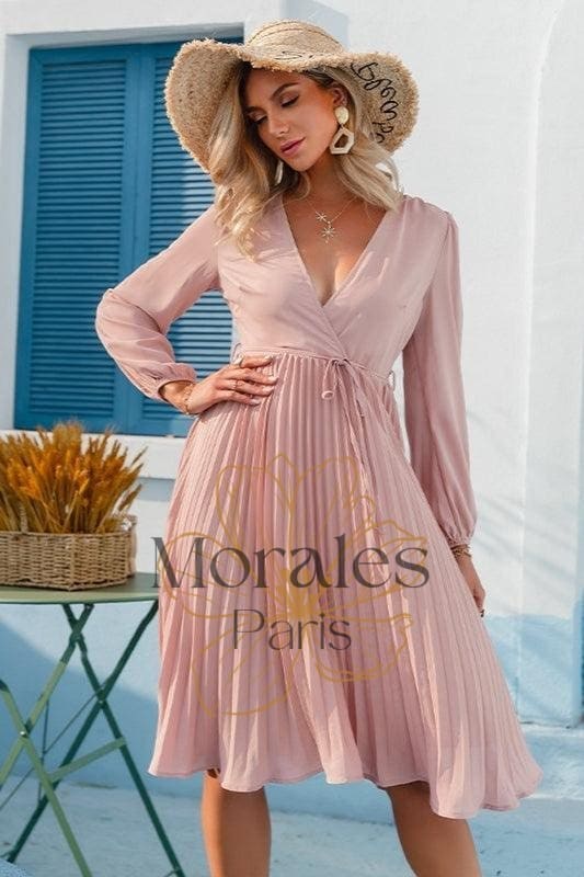 Robe Rose Élégante À Taille Haute - Image 4