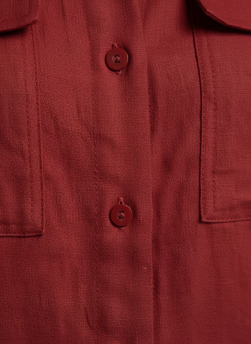 Chemise courte Rouge Foncé – Image 5