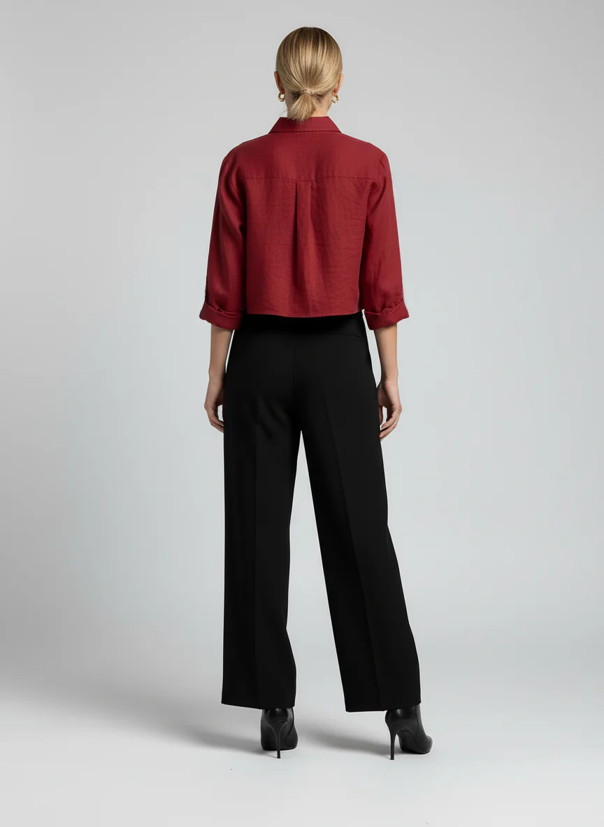 Chemise courte Rouge Foncé – Image 3