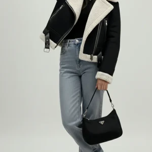 Veste Biker Courte suédine Mouton