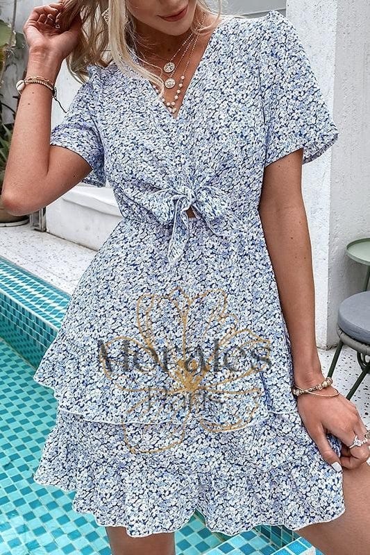 Robe Imprimée À Fleurs Bleu Hippie – Image 4