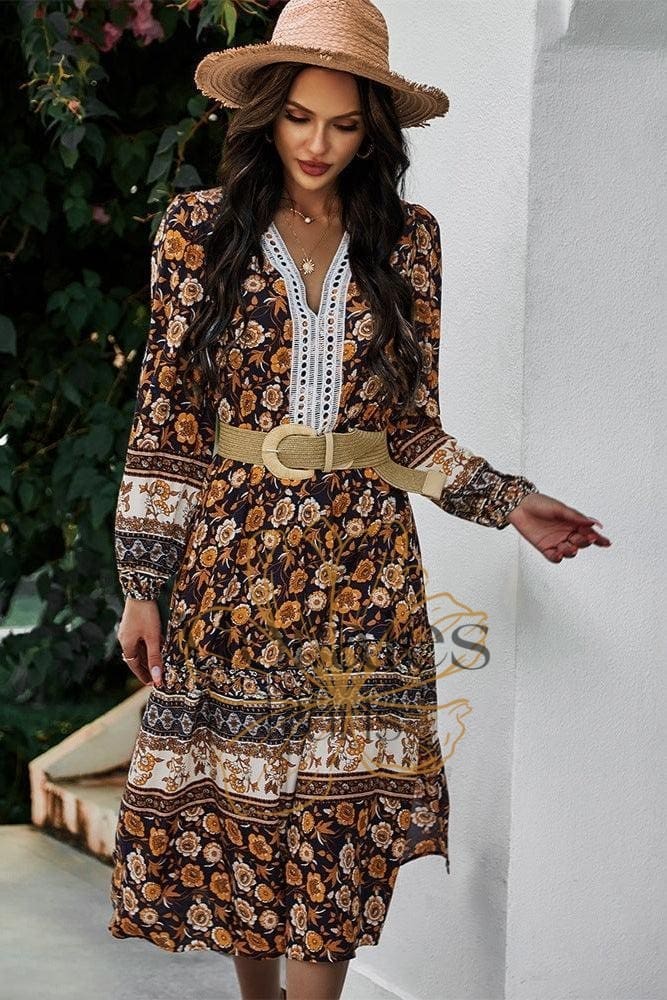 Robe Hippie Florale Noire – Image 3