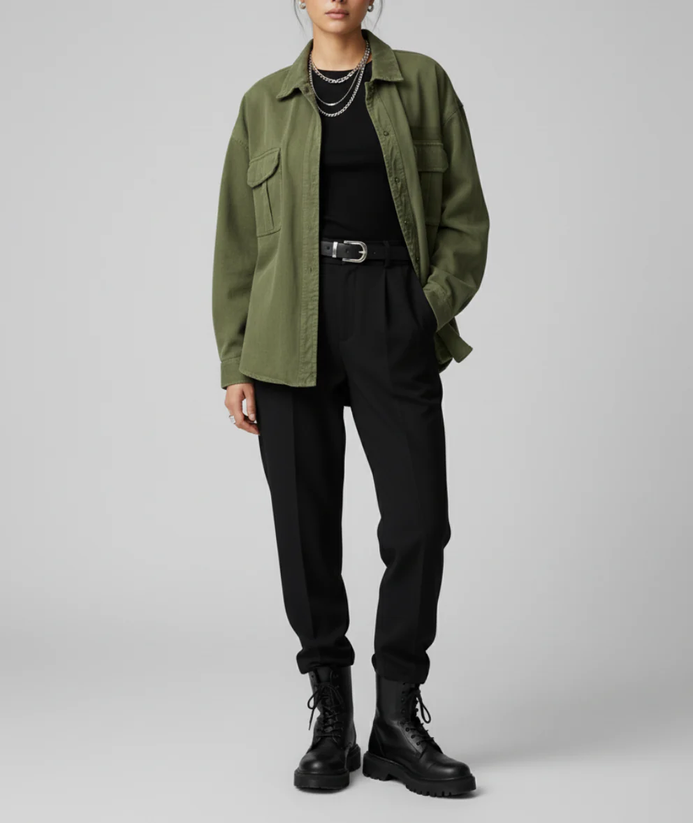 Veste vert militaire Over-size - Image 3