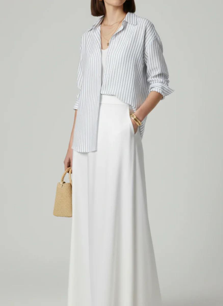 Chemise blanche rayée en bleu – Image 4