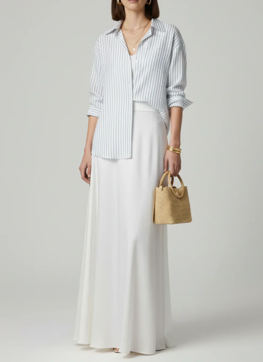 Chemise blanche rayée en bleu – Image 3