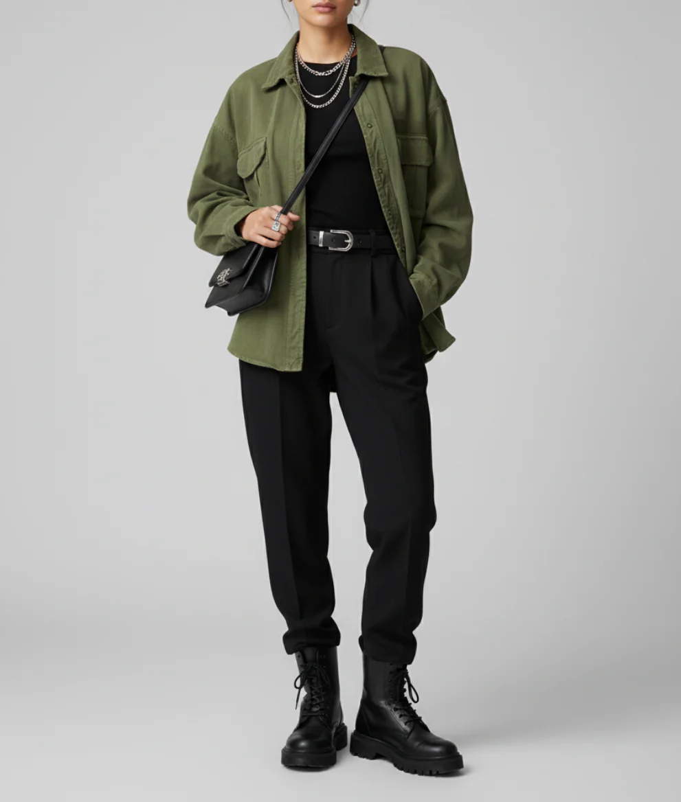 Veste vert militaire Over-size - Image 2