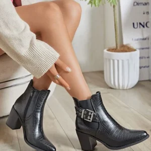 BOTTINES EFFET CROCO NOIRES 36/37/38/41