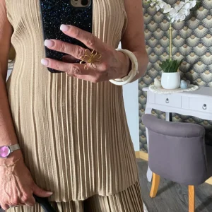 ENSEMBLE PANTALON PLISSE CAMEL TU 36/48