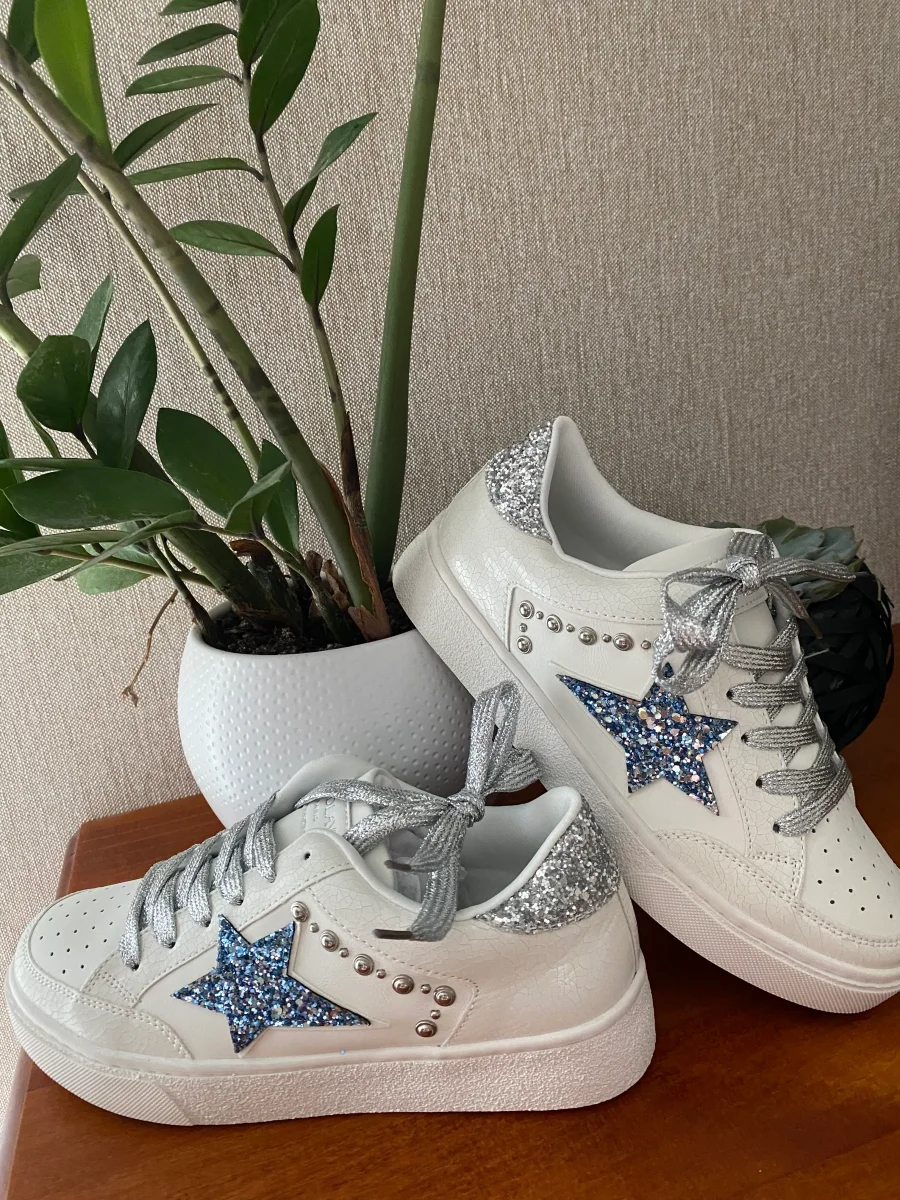 BASKETS FINDLAY BLEU ET ARGENT TAILLES 36/37/38/39/40/41 – Image 3