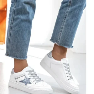 BASKETS FINDLAY BLEU ET ARGENT TAILLES 36/37/38/39/40/41