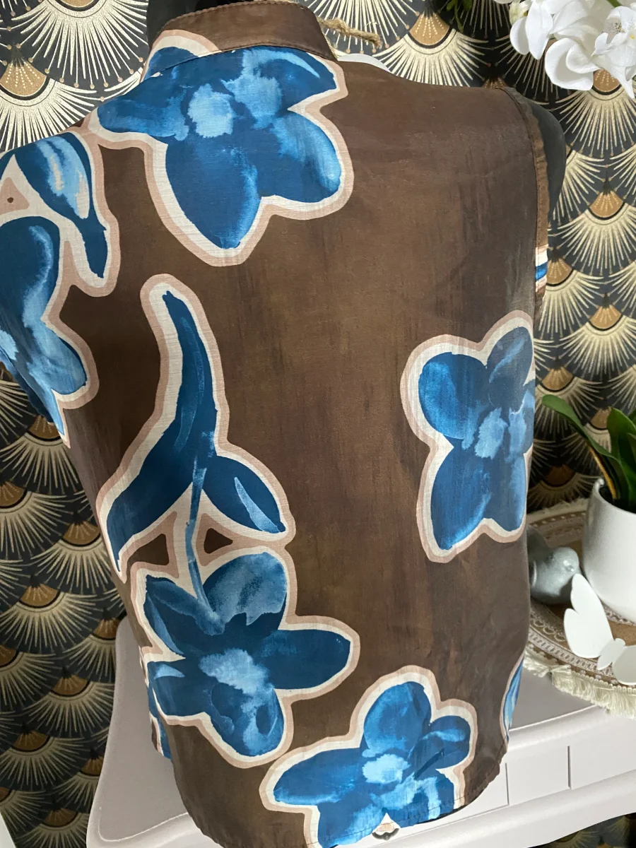 TOP FROUFROU CHOCO AVEC FLEURS BLEUES TU36/42 – Image 5