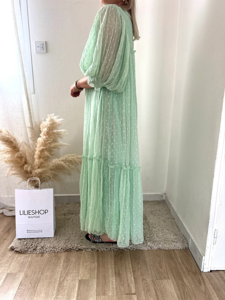 LA ROBE LONGUE MOUSSELINE VERT D'EAU - Image 4