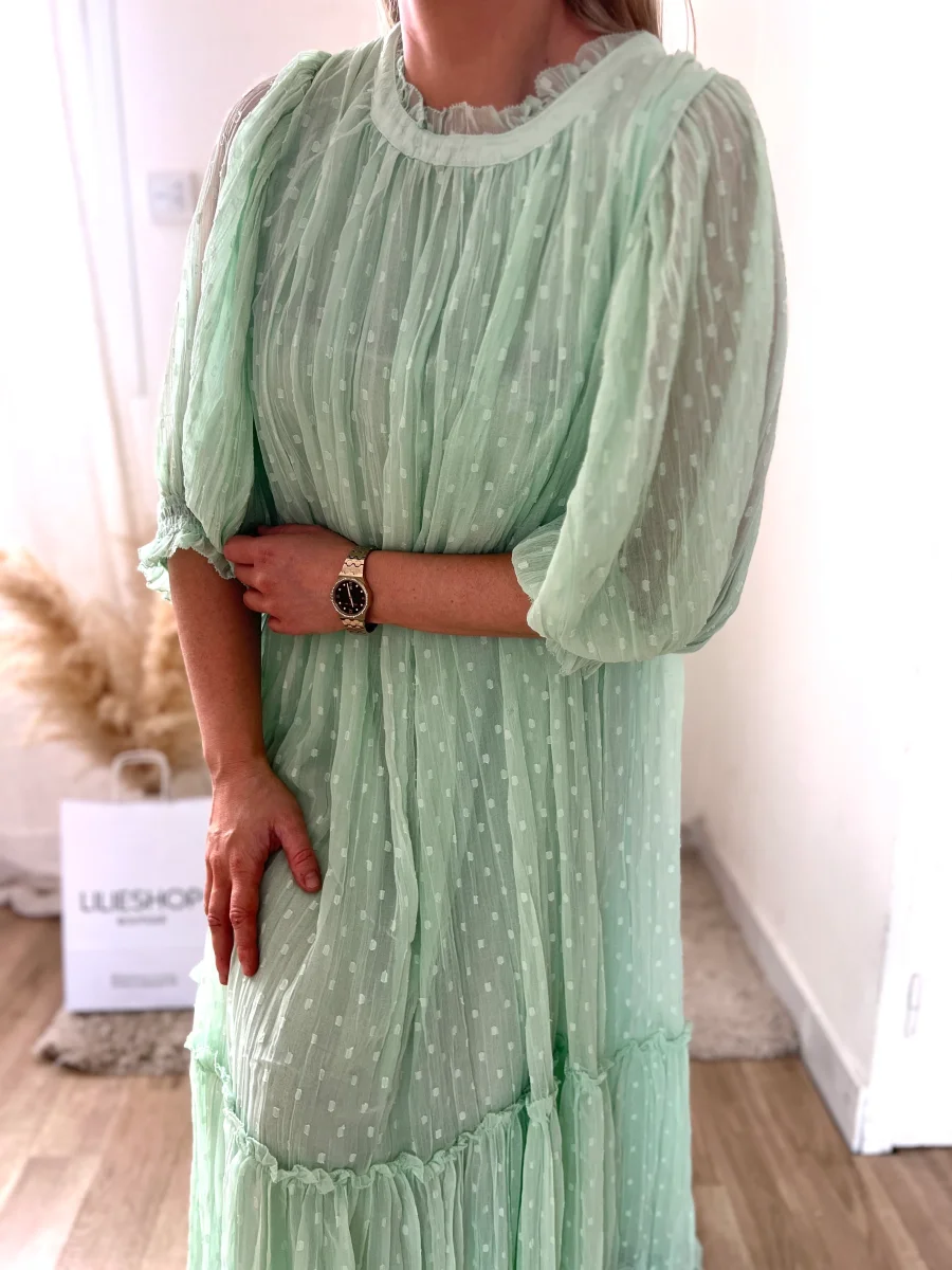 LA ROBE LONGUE MOUSSELINE VERT D'EAU - Image 3