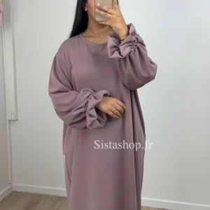 Abaya manche tulipe Kamila Violette