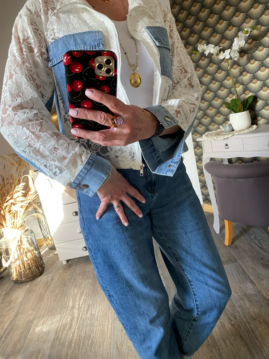 VESTE LOVENA JEAN ET DENTELLE TU 36/42 - Image 4