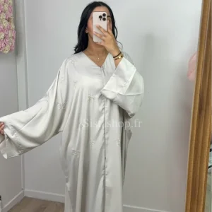Abaya à perle Sabrina Crème