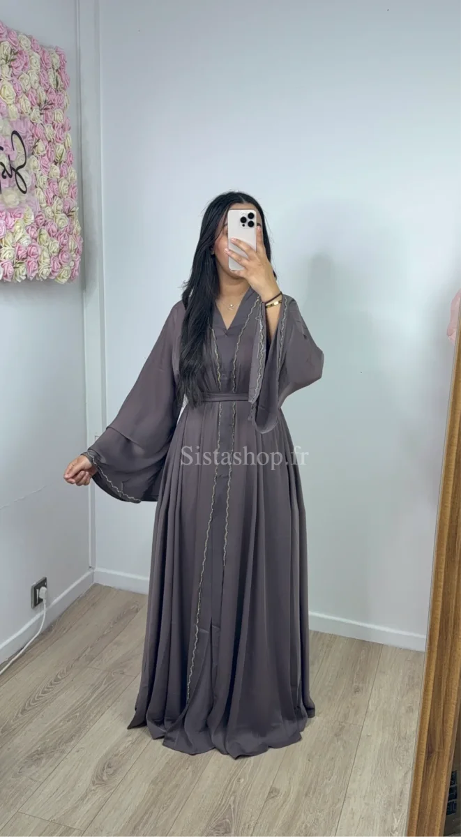 Abaya Dubaï Prune Sofia