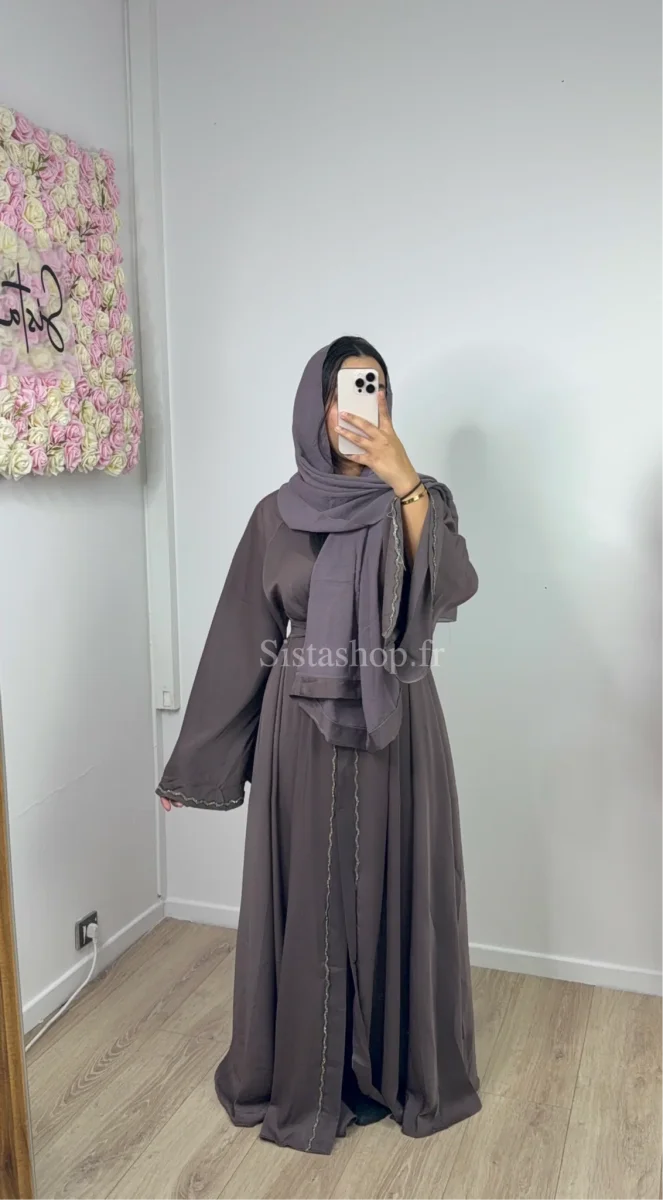 Abaya Dubaï Prune Sofia - Image 3