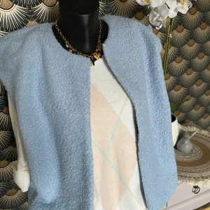 GILET BLEU BOUCLETTE   TU 40/46