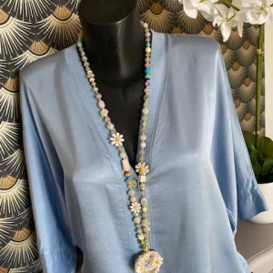 VESTE GILLETTA BLEUE SOIE TAILLE UNIQUE 40/44