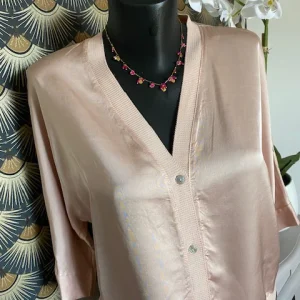 VESTE GILLETTA ROSE SOIE TAILLE UNIQUE 40/44