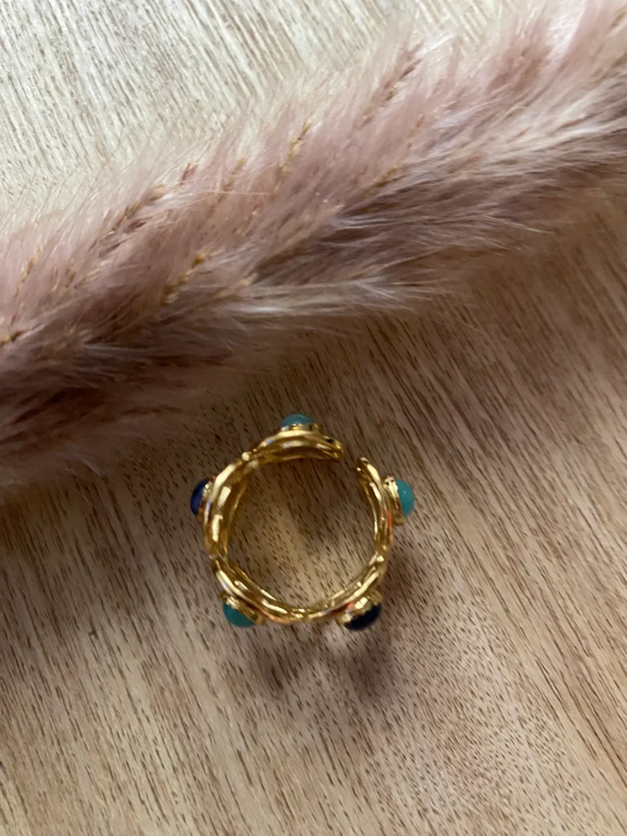 BAGUE FLEURS AVEC PIERRES NATURELLES SODALITHE – Image 4