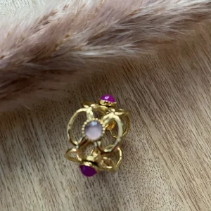 BAGUE FLEURS AVEC PIERRES NATURELLES AMETHYSTE