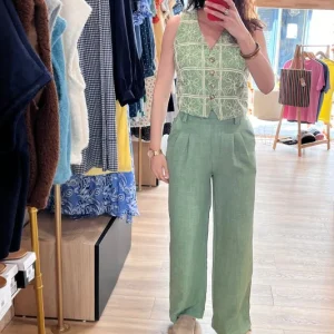 Gilet sans manche kaki brodé