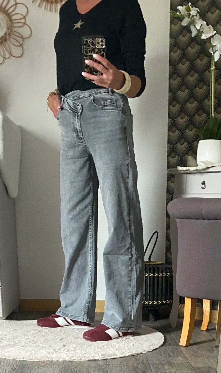 JEAN GRIS BOUTONNAGE ASYMETRIQUE 34/36/38/40/42 – Image 3