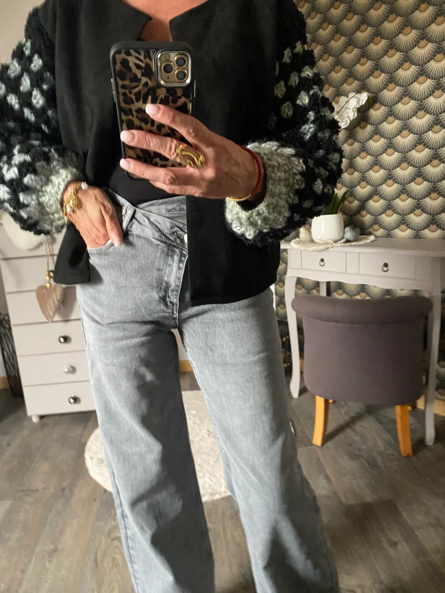 JEAN GRIS BOUTONNAGE ASYMETRIQUE 34/36/38/40/42 – Image 5