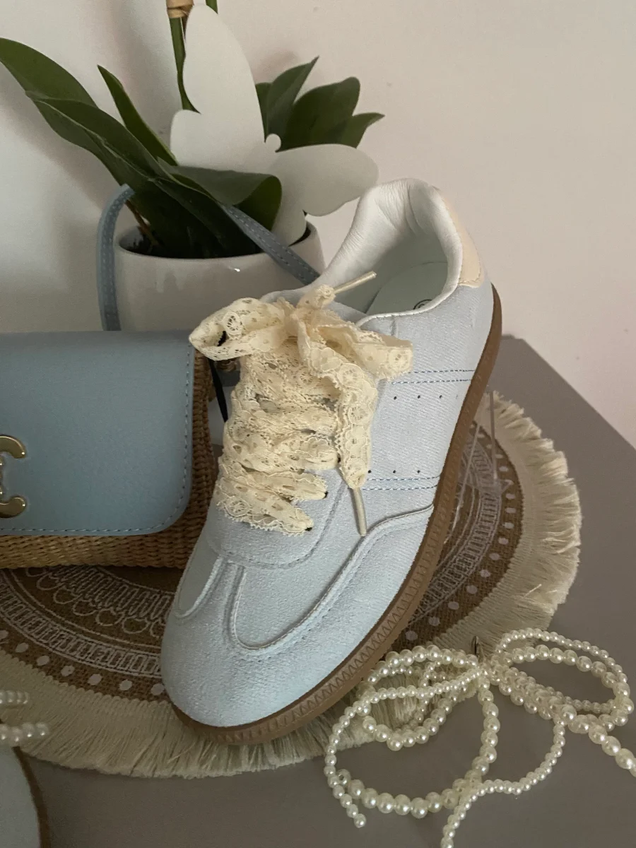 BASKETS A LACETS DENTELLE ET BIJOUX BLEU CIEL 36/37/38/39/40/41 – Image 7