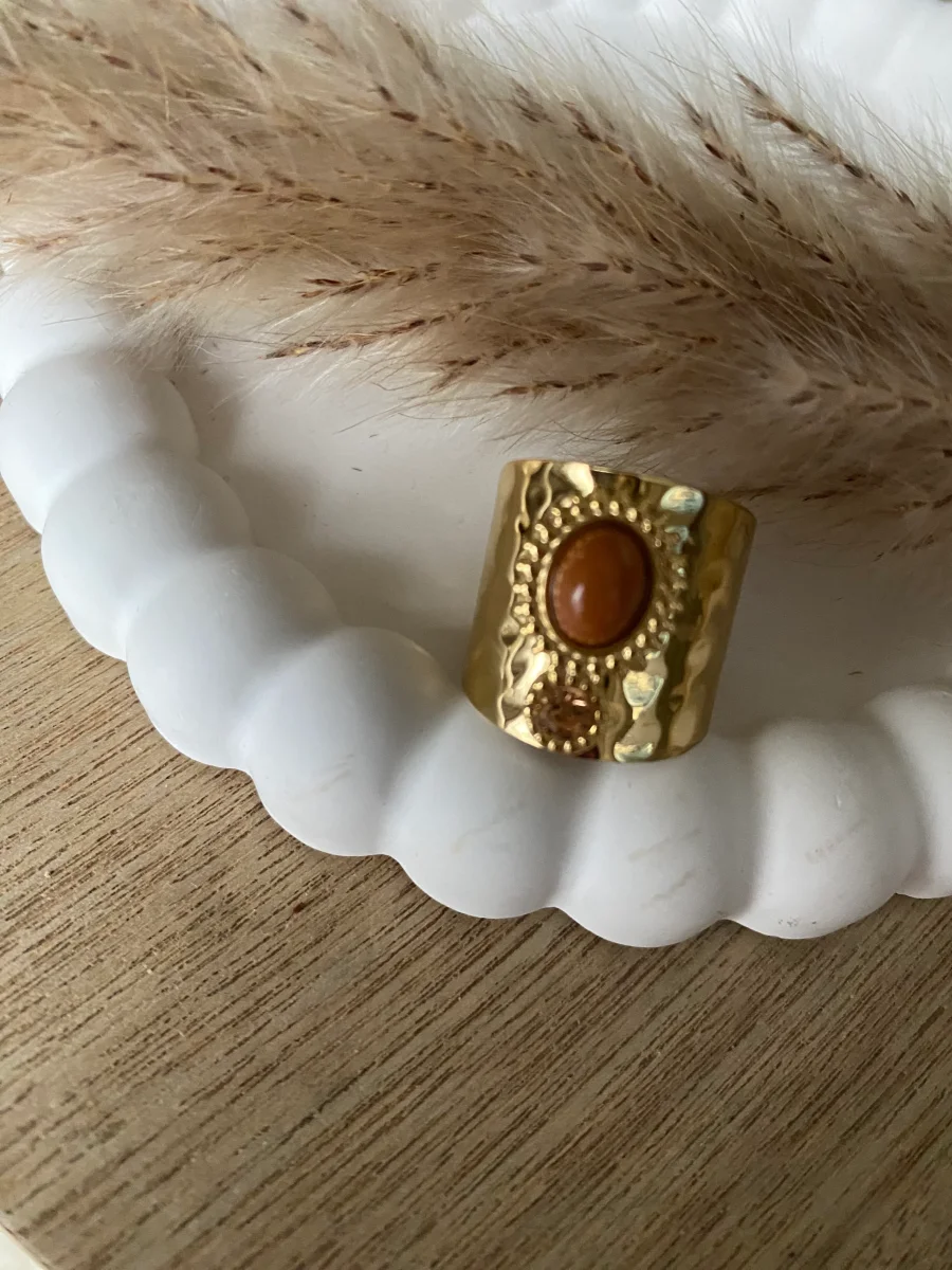 BAGUE SAMANTHA CRISTAL TAILLE CAMEL