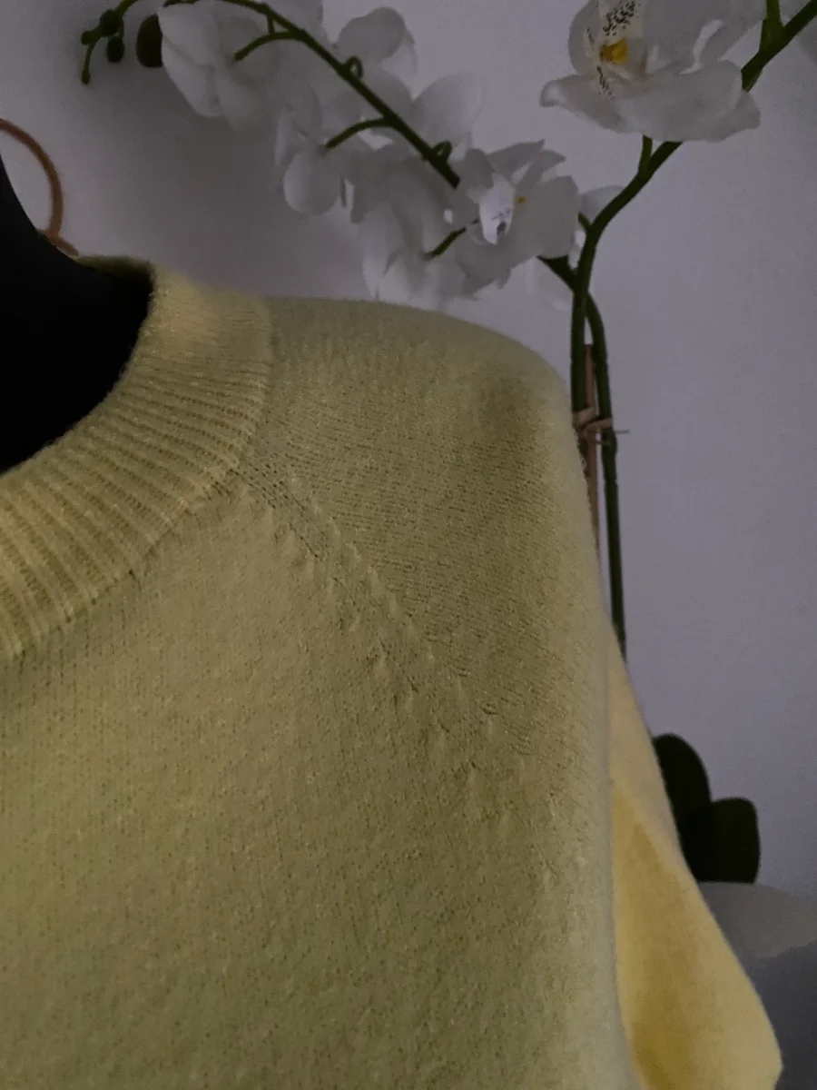 PULL CORINNE MANCHES COURTES JAUNE PALE TU 36/42 – Image 4