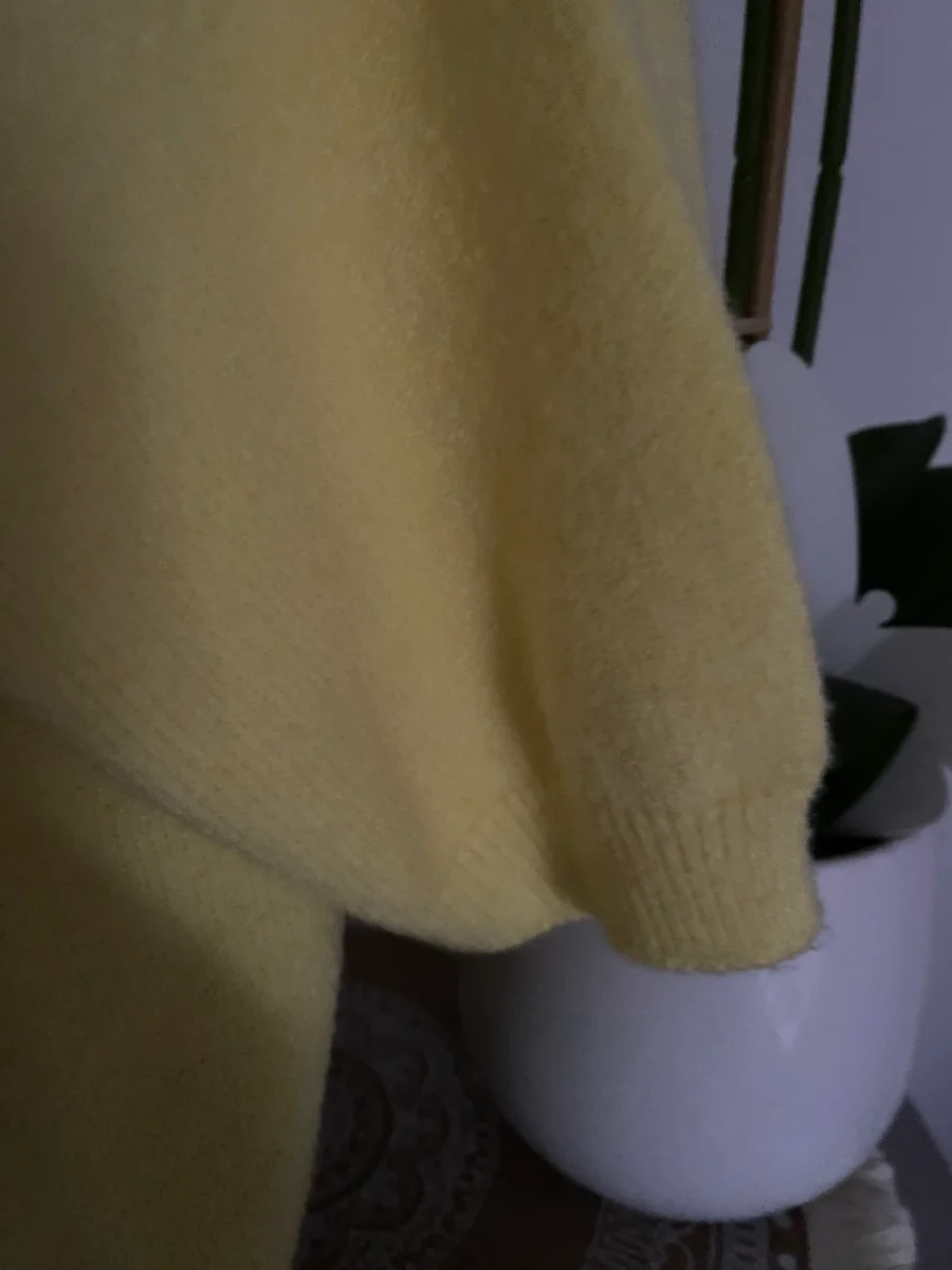 PULL CORINNE MANCHES COURTES JAUNE PALE TU 36/42 – Image 3